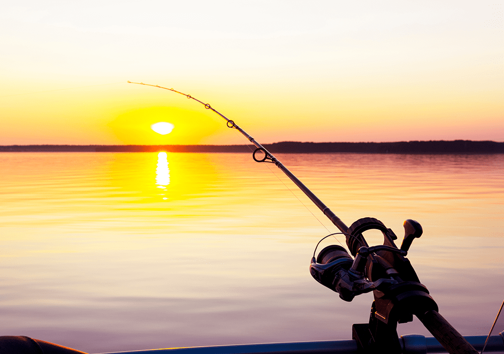 Fishing Pole with a Sunrise