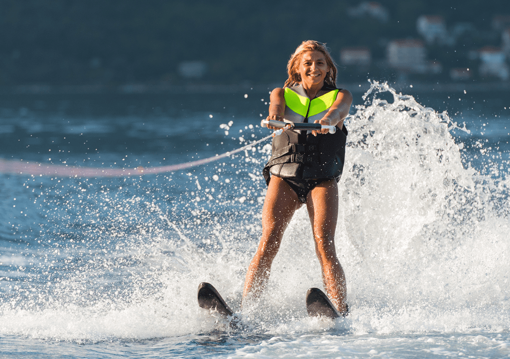 Woman Water Skiing in The Ocean